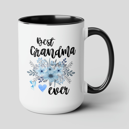 Best Grandma Ever 15oz white with black accent funny large coffee mug gift for­ grandmother mother's day flowers floral waveywares wavey wares wavywares wavy wares cover
