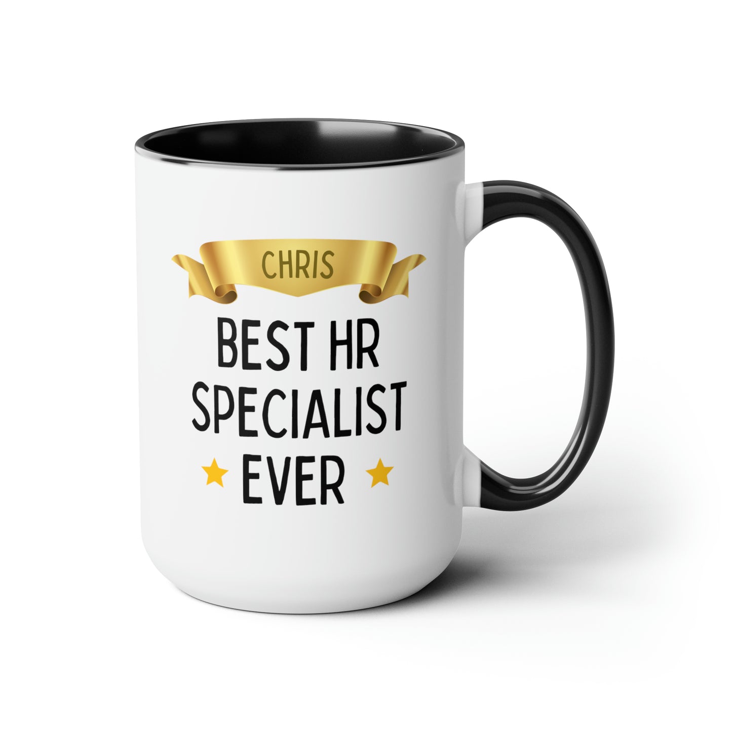 Best HR Specialist Ever 15oz white with black accent funny large coffee mug gift for human resources manager officer custom name personalize waveywares wavey wares wavywares wavy wares