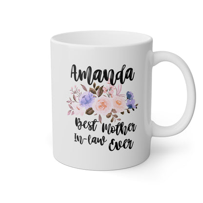 Best Mother-In-Law Ever 11oz white funny large coffee mug gift for in law mothers day present custom name personalize customize waveywares wavey wares wavywares wavy wares