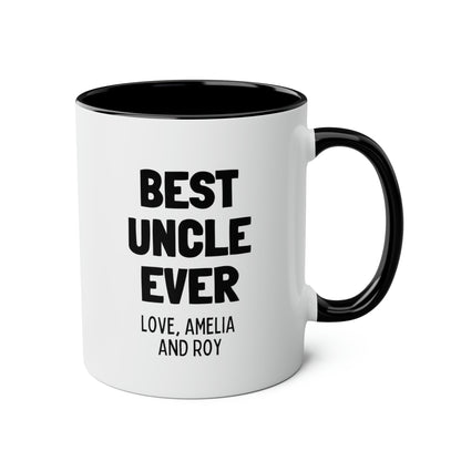 Best Uncle Ever 11oz white with black accent funny large coffee mug gift customized custom from niece nephew cups personalized waveywares wavey wares wavywares wavy wares