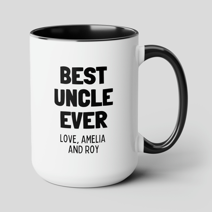 Best Uncle Ever 15oz white with black accent funny large coffee mug gift customized custom from niece nephew cups personalized waveywares wavey wares wavywares wavy wares cover