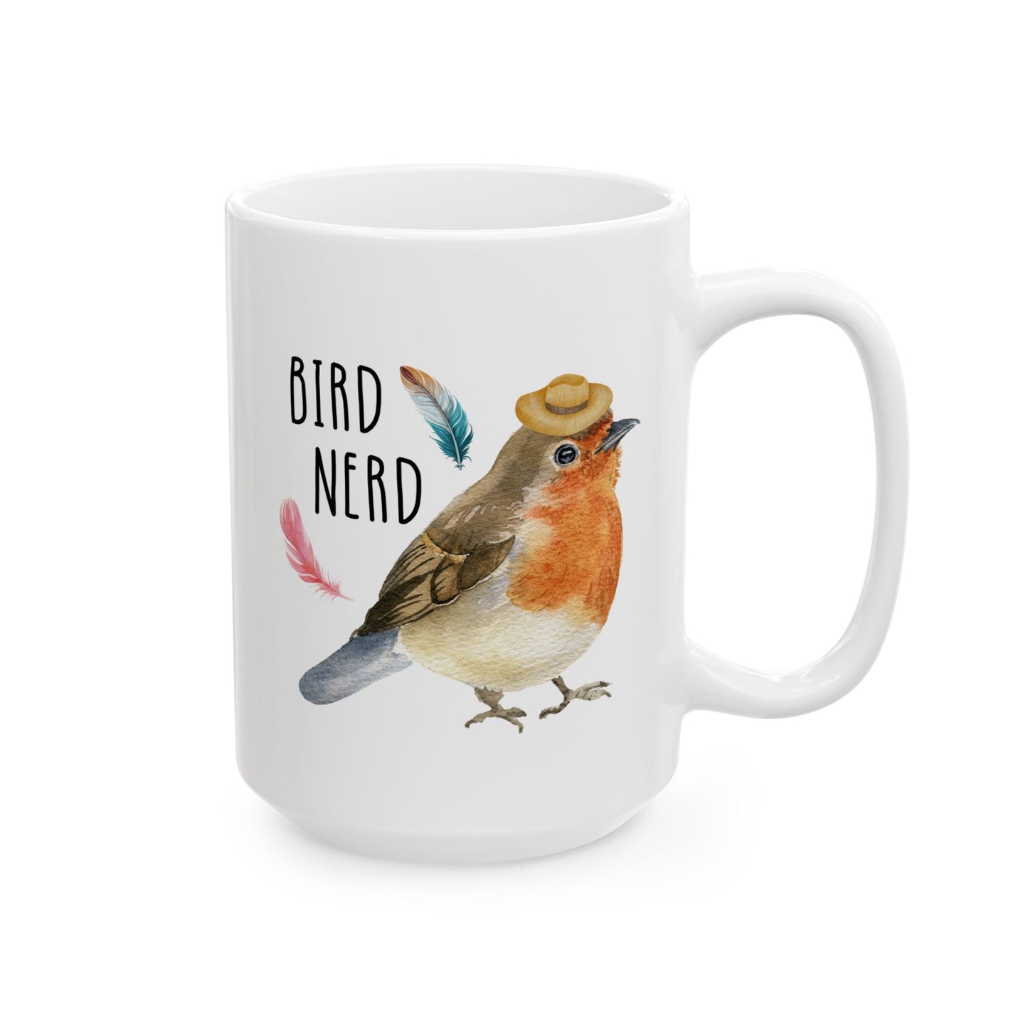 Bird Nerd 15oz white funny large coffee mug gift for birdwatching lover camping birding watching watcher birder cute robin waveywares wavey wares wavywares wavy wares