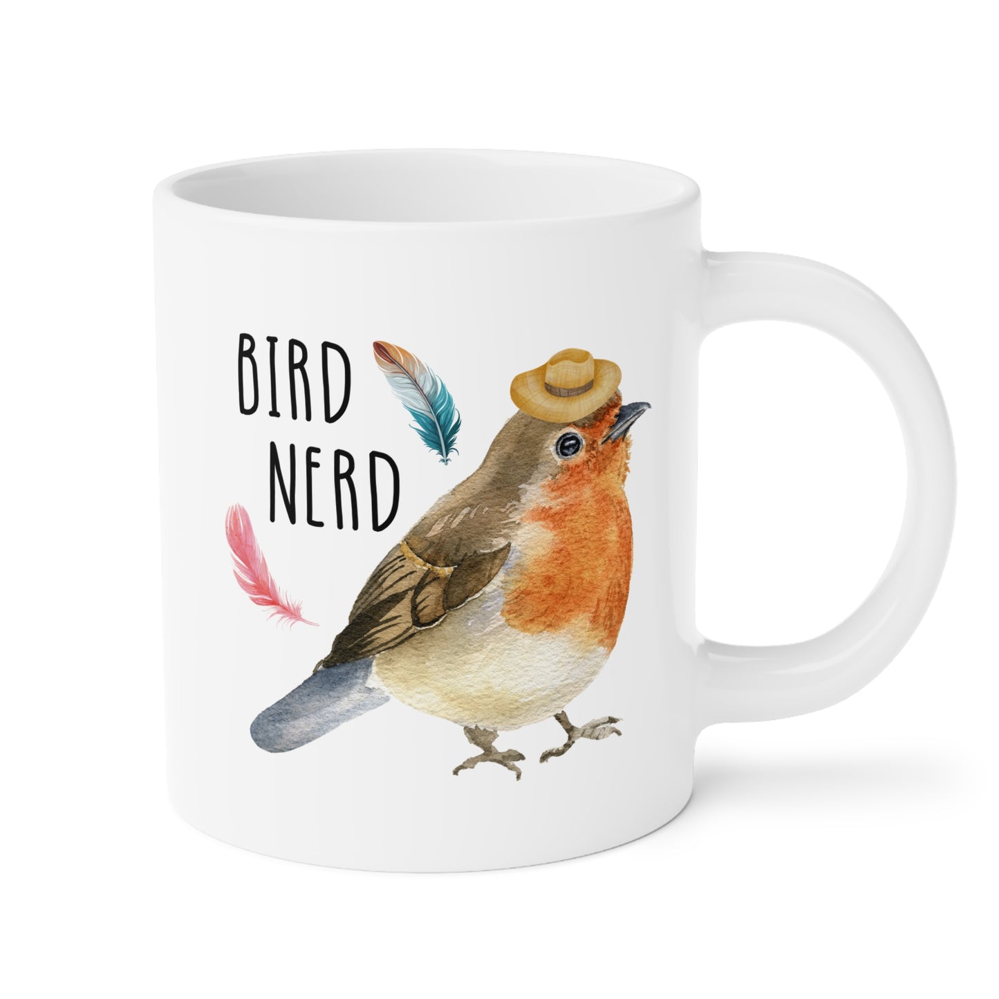 Bird Nerd 20oz white funny large coffee mug gift for birdwatching lover camping birding watching watcher birder cute robin waveywares wavey wares wavywares wavy wares