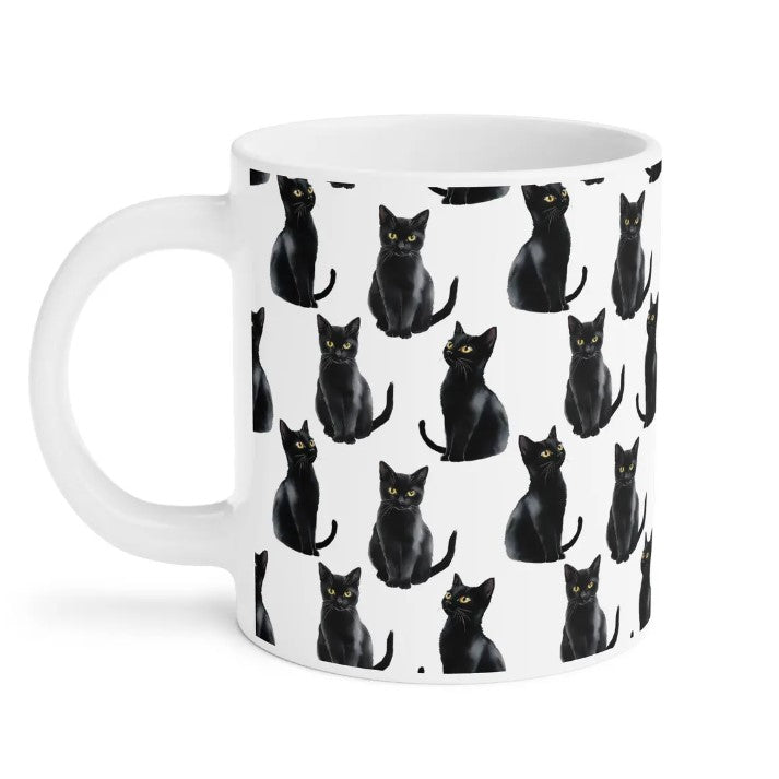 Cute Black Cats Watercolor Pattern 20oz white funny large coffee mug gift for feline lover mom dad furparent owner animal aesthetic birthday secret santa Christmas waveywares wavey wares wavywares wavy wares