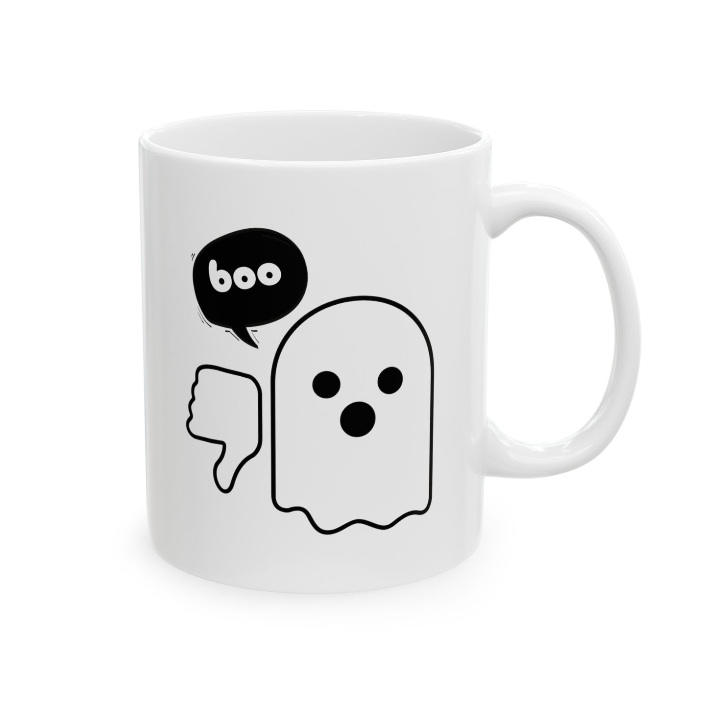 Boo Ghost Of Disapproval 11oz white funny large coffee mug gift for halloween spooky season friend disapproving waveywares wavey wares wavywares wavy wares
