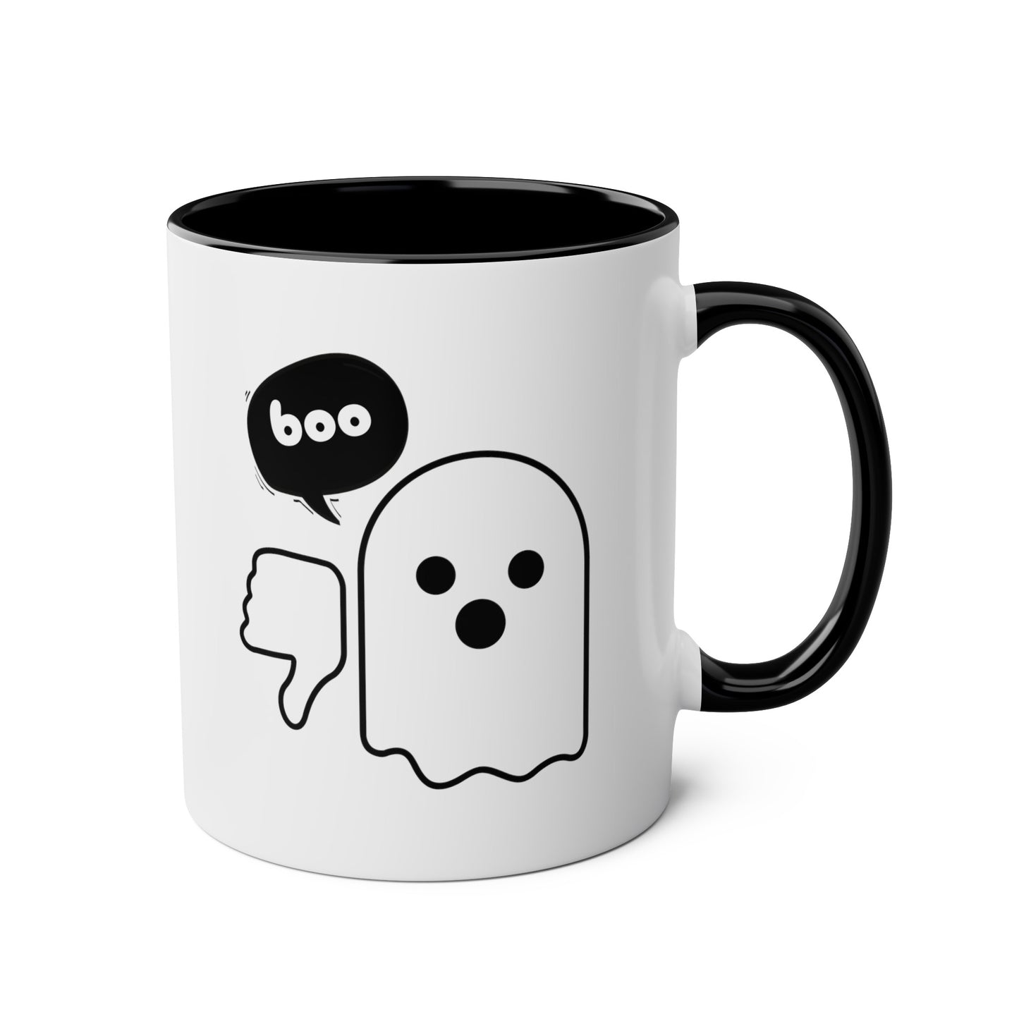 Boo Ghost Of Disapproval 11oz white with black accent funny large coffee mug gift for halloween spooky season friend disapproving waveywares wavey wares wavywares wavy wares