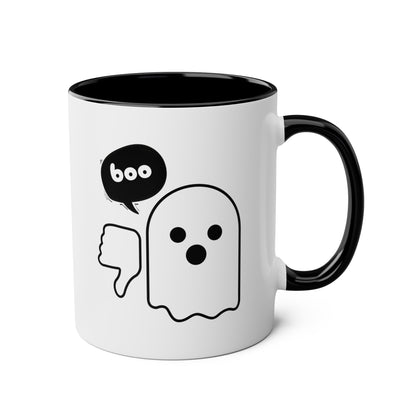 Boo Ghost Of Disapproval 11oz white with black accent funny large coffee mug gift for halloween spooky season friend disapproving waveywares wavey wares wavywares wavy wares