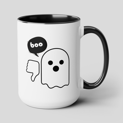 Boo Ghost Of Disapproval 15oz white with black accent funny large coffee mug gift for halloween spooky season friend disapproving waveywares wavey wares wavywares wavy wares cover