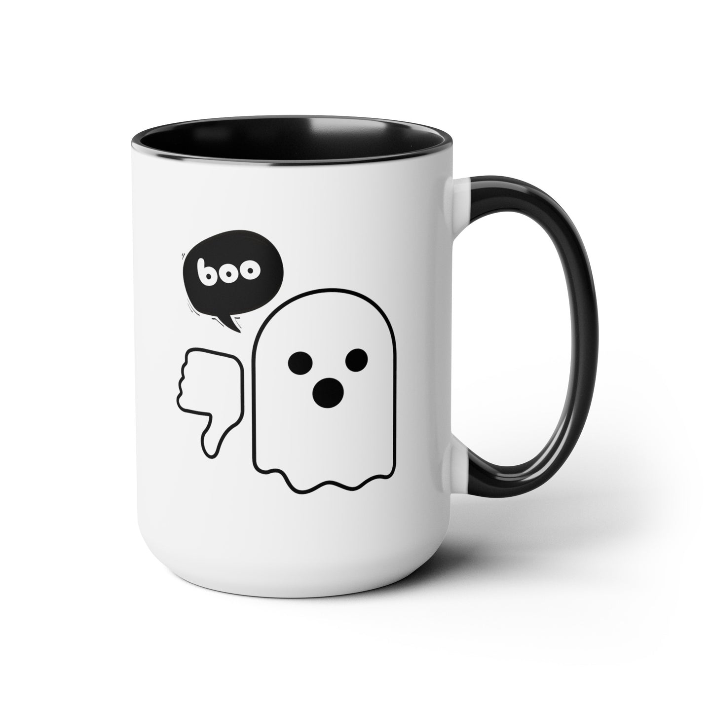 Boo Ghost Of Disapproval 15oz white with black accent funny large coffee mug gift for halloween spooky season friend disapproving waveywares wavey wares wavywares wavy wares