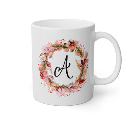 Bridesmaid Initial 11oz white funny large coffee mug gift for bridal shower party maid of honor custom cup personalized name letter waveywares wavey wares wavywares wavy wares