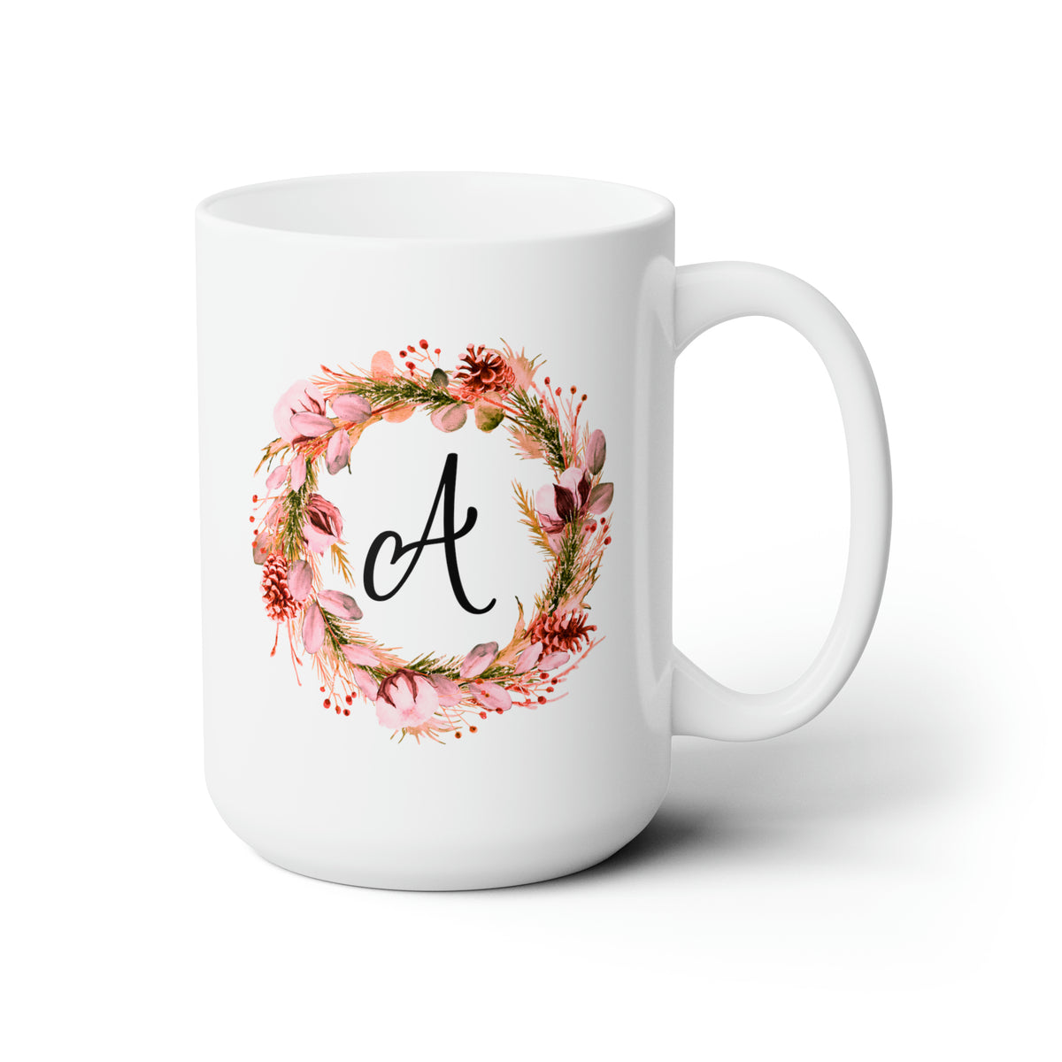 Bridesmaid Initial 15oz white funny large coffee mug gift for bridal shower party maid of honor custom cup personalized name letter waveywares wavey wares wavywares wavy wares