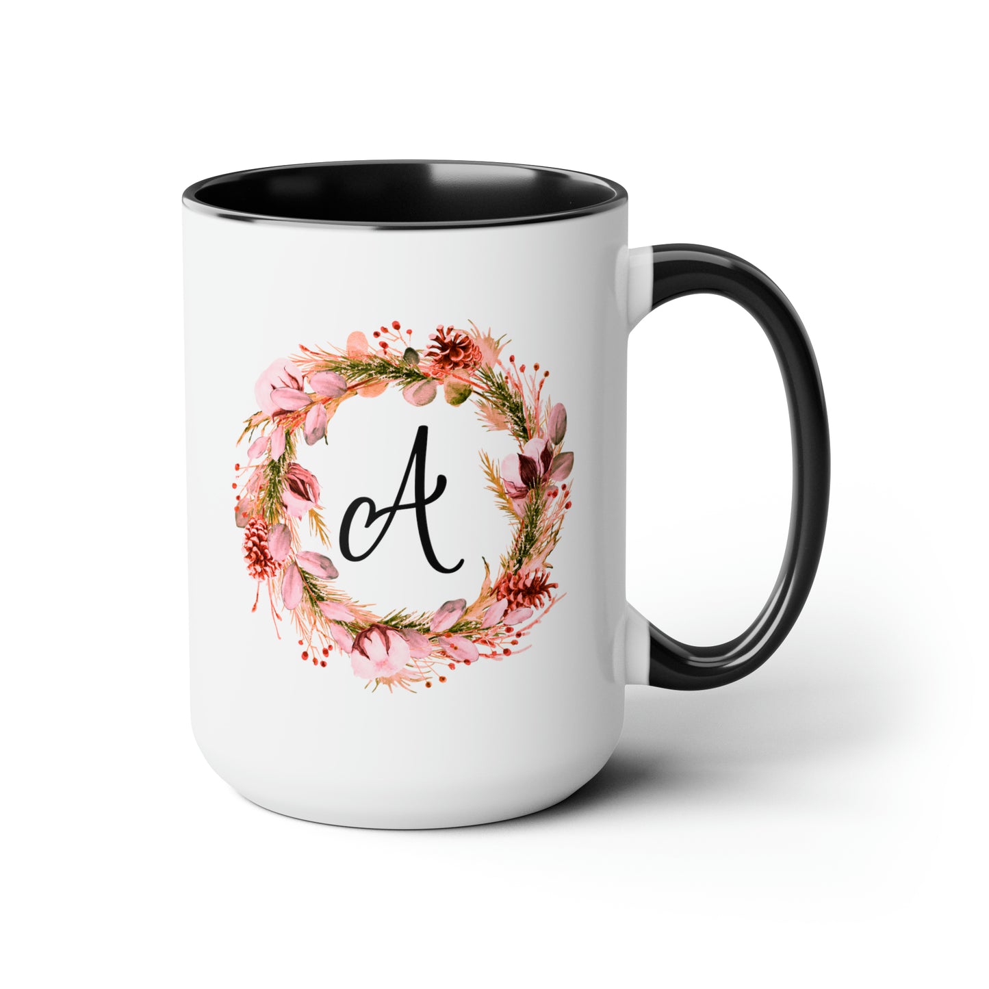 Bridesmaid Initial 15oz white with black accent funny large coffee mug gift for bridal shower party maid of honor custom cup personalized name letter waveywares wavey wares wavywares wavy wares