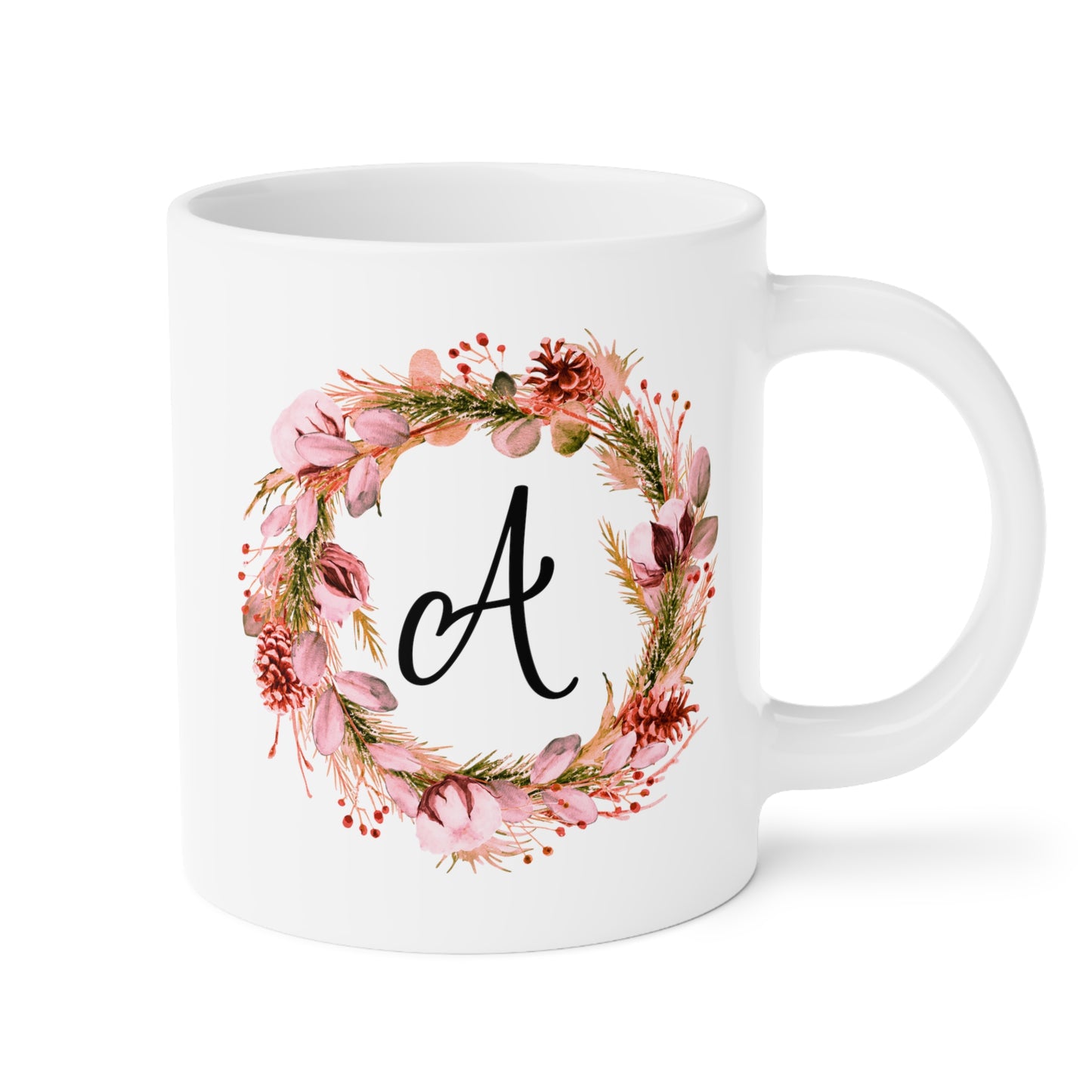 Bridesmaid Initial 20oz white funny large coffee mug gift for bridal shower party maid of honor custom cup personalized name letter waveywares wavey wares wavywares wavy wares