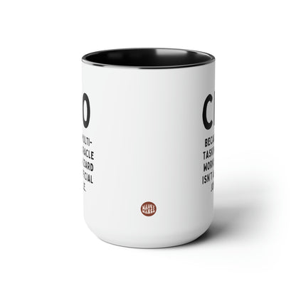 CEO Because Multi-tasking Miracle Working Wizard Isnt An Official Job Title 15oz white with black accent funny large coffee mug gift for boss job work office waveywares wavey wares wavywares wavy wares side