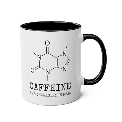 Caffeine The Chemistry Is Real 11oz white with black accent funny large coffee mug gift for science teacher nerdy graduated organic chem formula waveywares wavey wares wavywares wavy wares