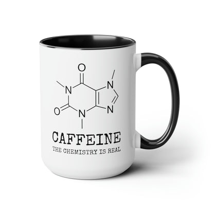 Caffeine The Chemistry Is Real 15oz white with black accent funny large coffee mug gift for science teacher nerdy graduated organic chem formula waveywares wavey wares wavywares wavy wares