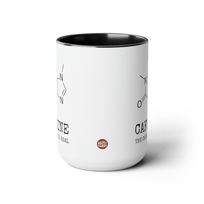 Caffeine The Chemistry Is Real 15oz white with black accent funny large coffee mug gift for science teacher nerdy graduated organic chem formula waveywares wavey wares wavywares wavy wares side