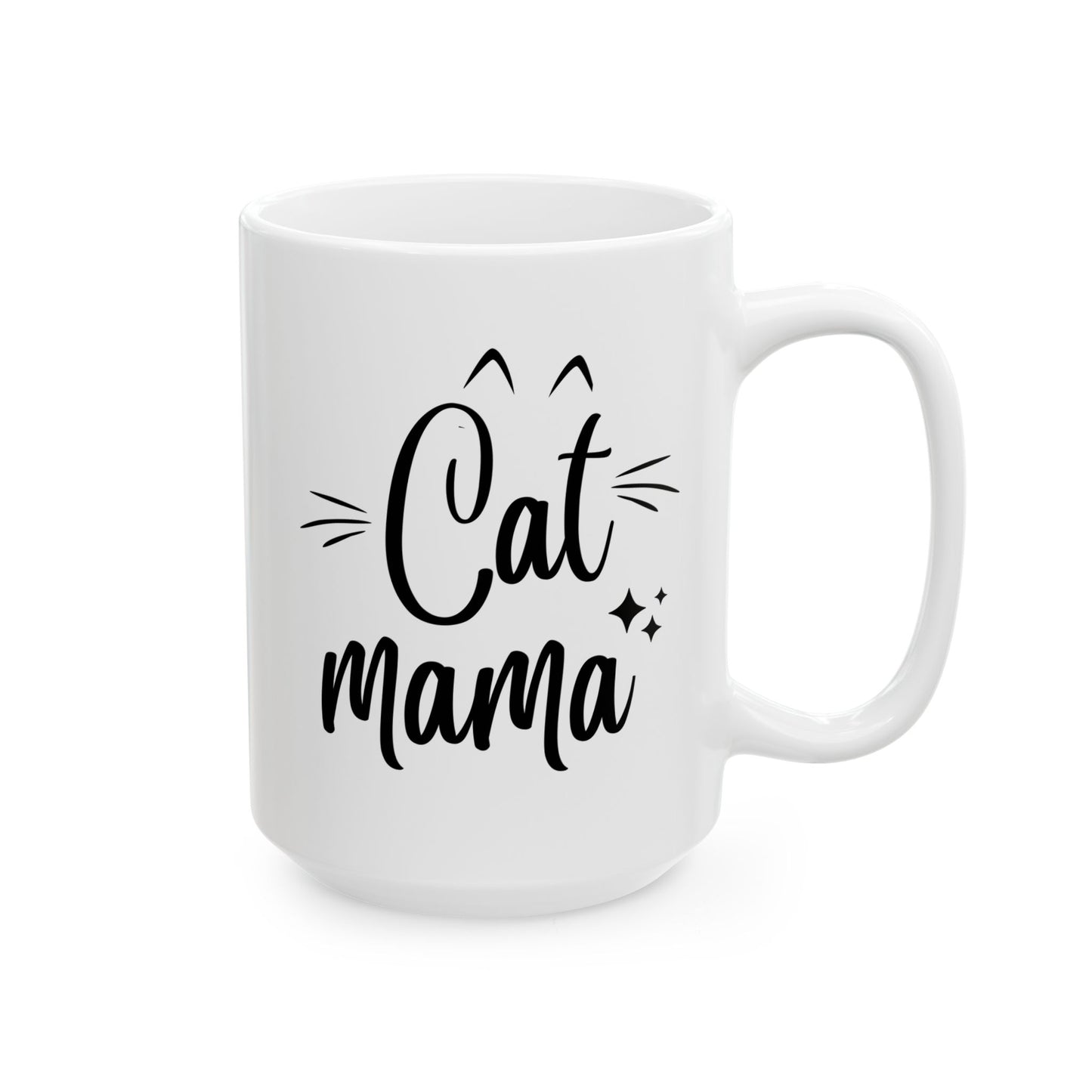 Cat Mama 15oz white funny large coffee mug gift for furparent pet mom lover lady her feline owner crazy waveywares wavey wares wavywares wavy wares 