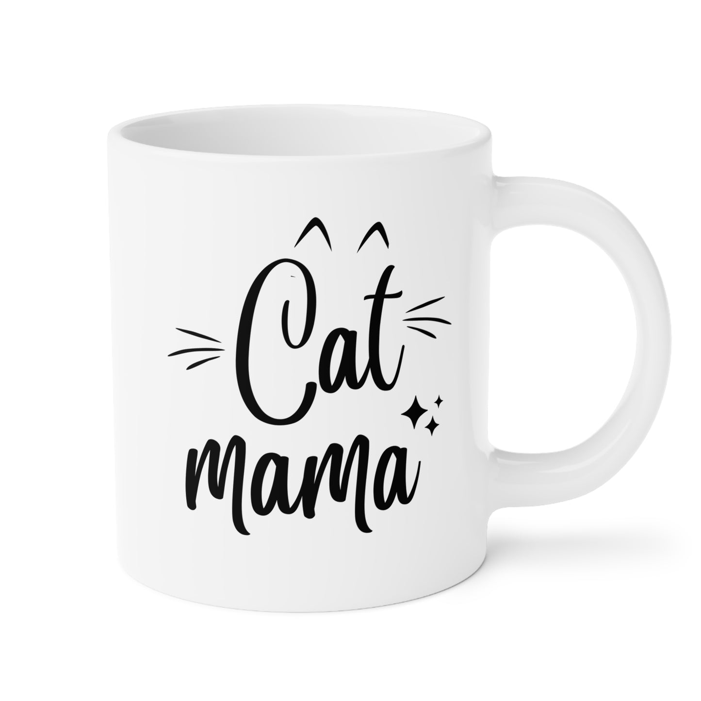 Cat Mama 20oz white funny large coffee mug gift for furparent pet mom lover lady her feline owner crazy waveywares wavey wares wavywares wavy wares 