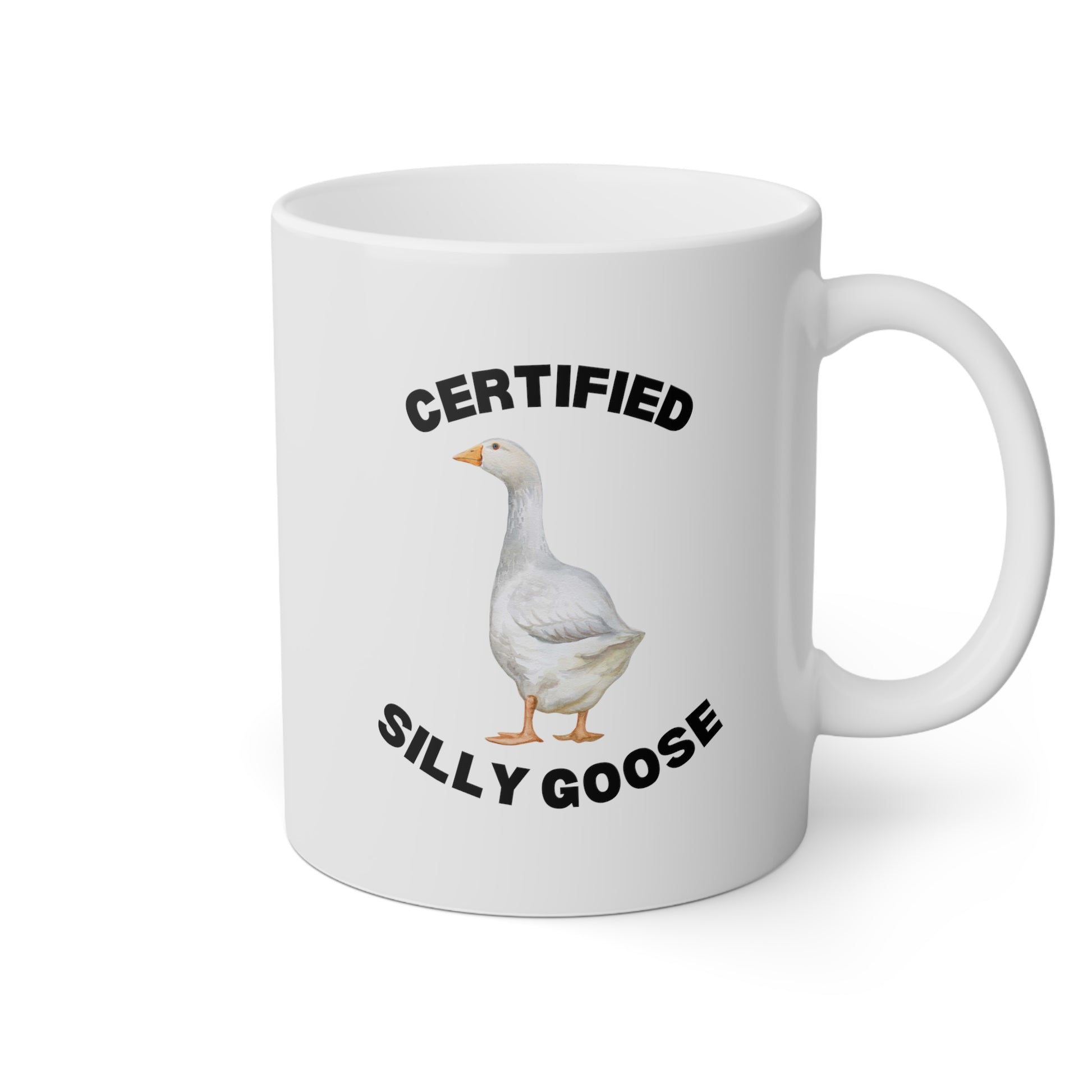 Certified Silly Goose 11oz white funny large coffee mug gift for best friend sibling meme novelty geese lover waveywares wavey wares wavywares wavy wares