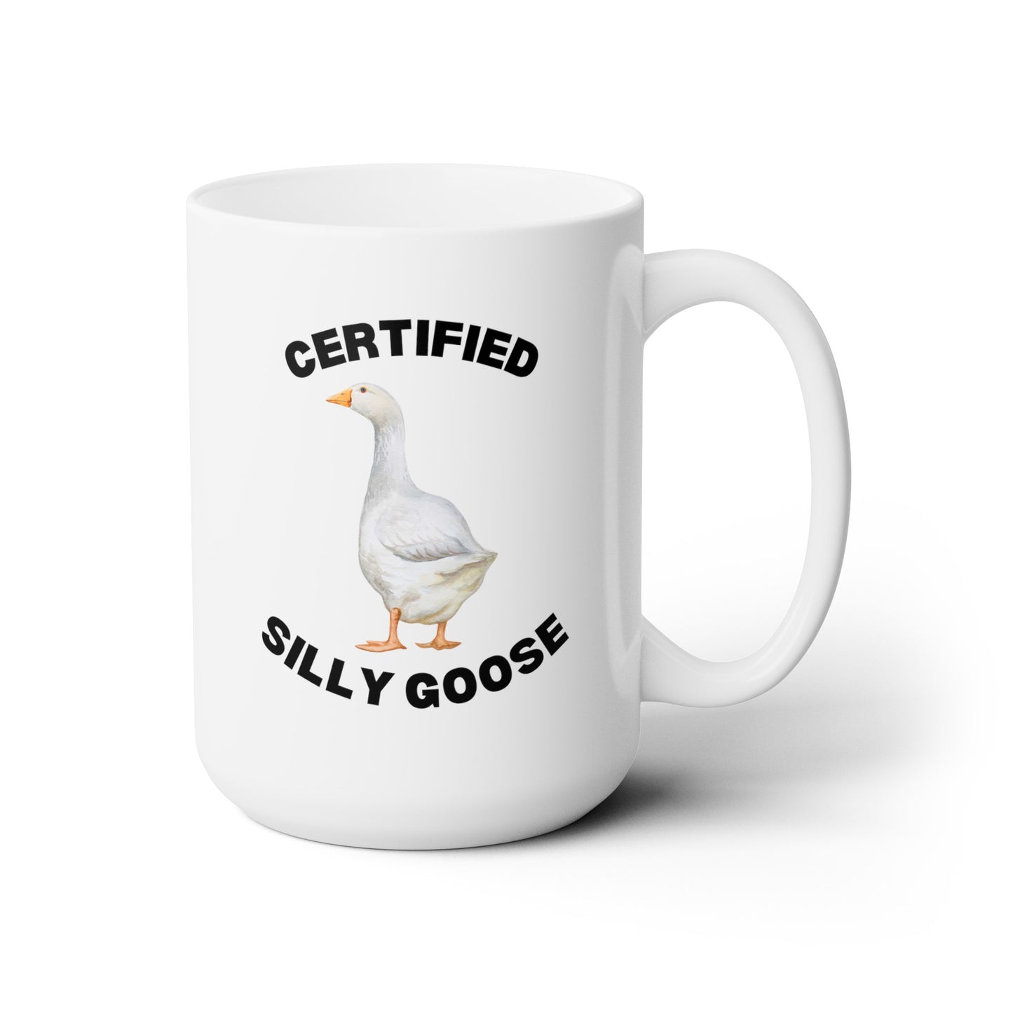 Certified Silly Goose 15oz white funny large coffee mug gift for best friend sibling meme novelty geese lover waveywares wavey wares wavywares wavy wares