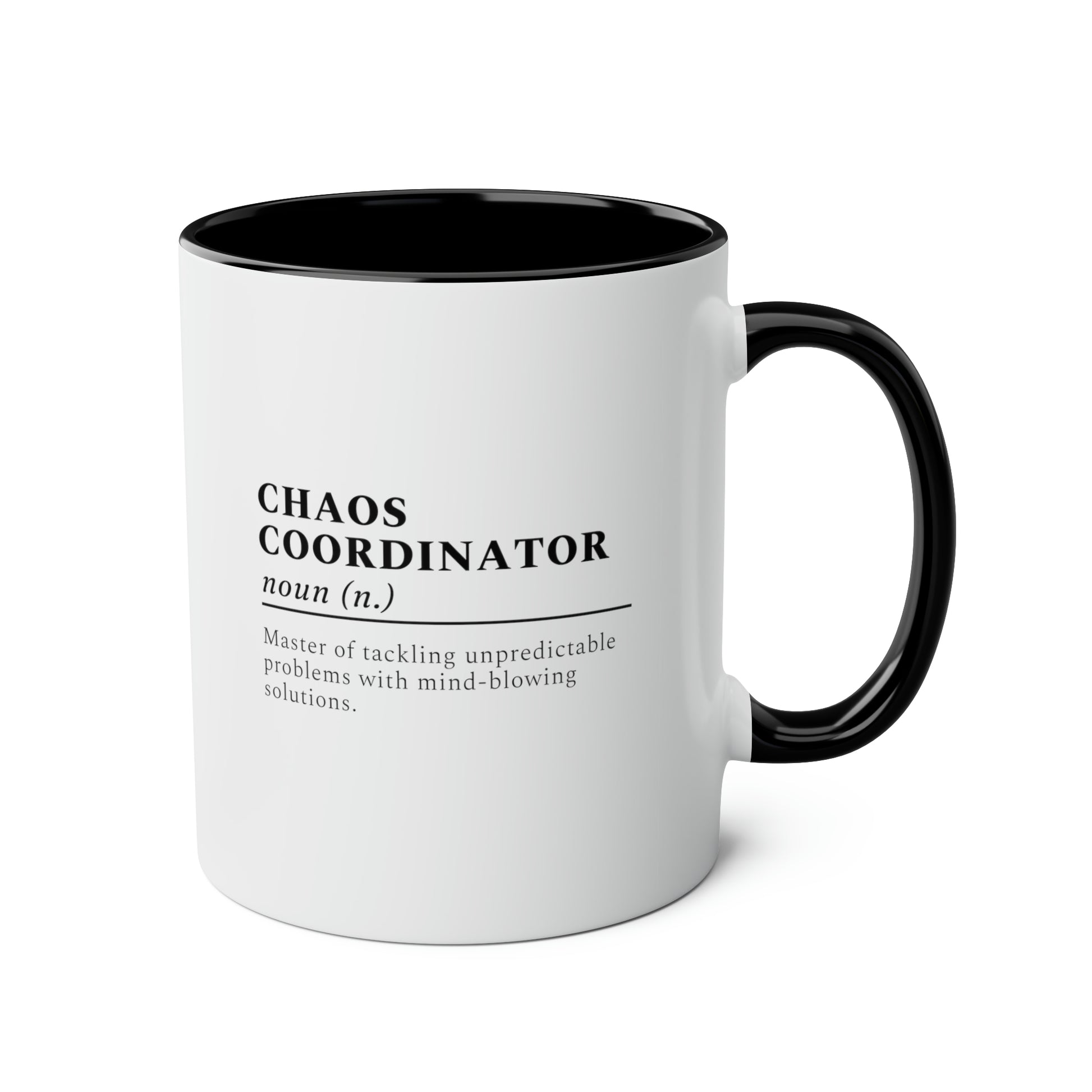 Chaos Coordinator Definition 11oz white with black accent funny large coffee mug gift for boss office manager appreciation christmas secret santa idea waveywares wavey wares wavywares wavy wares
