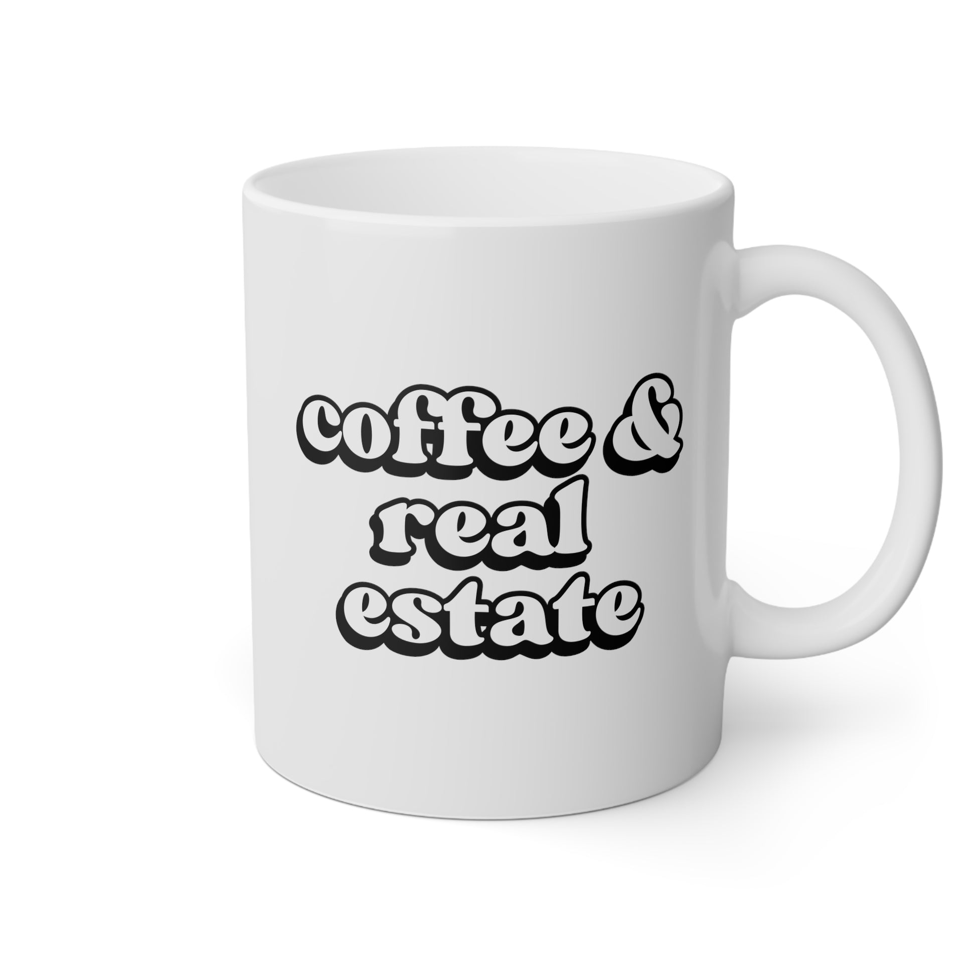 Coffee And Real Estate 11oz white funny large coffee mug gift for caffeine lover realtor thank real estate agent waveywares wavey wares wavywares wavy wares