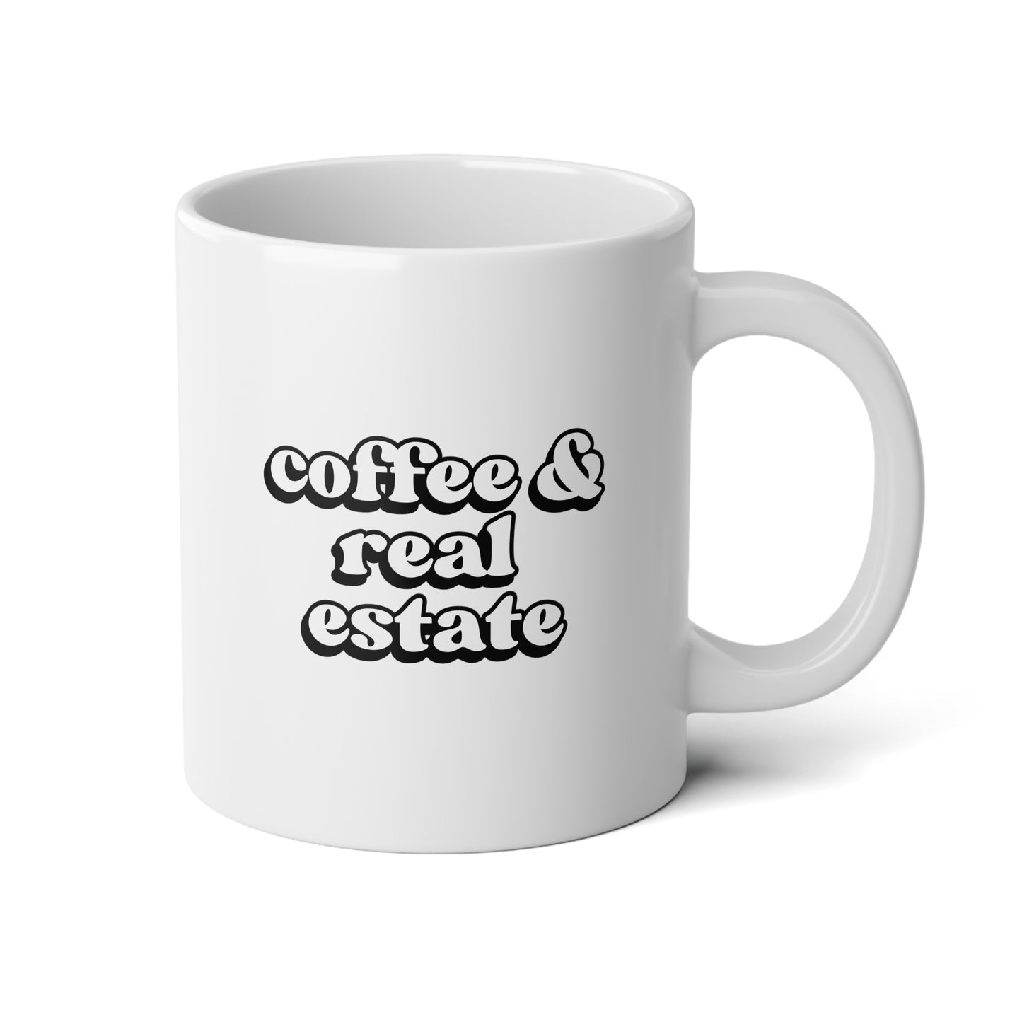 Coffee And Real Estate 20oz white funny large coffee mug gift for caffeine lover realtor thank real estate agent wavey wares wavywares wavy wares