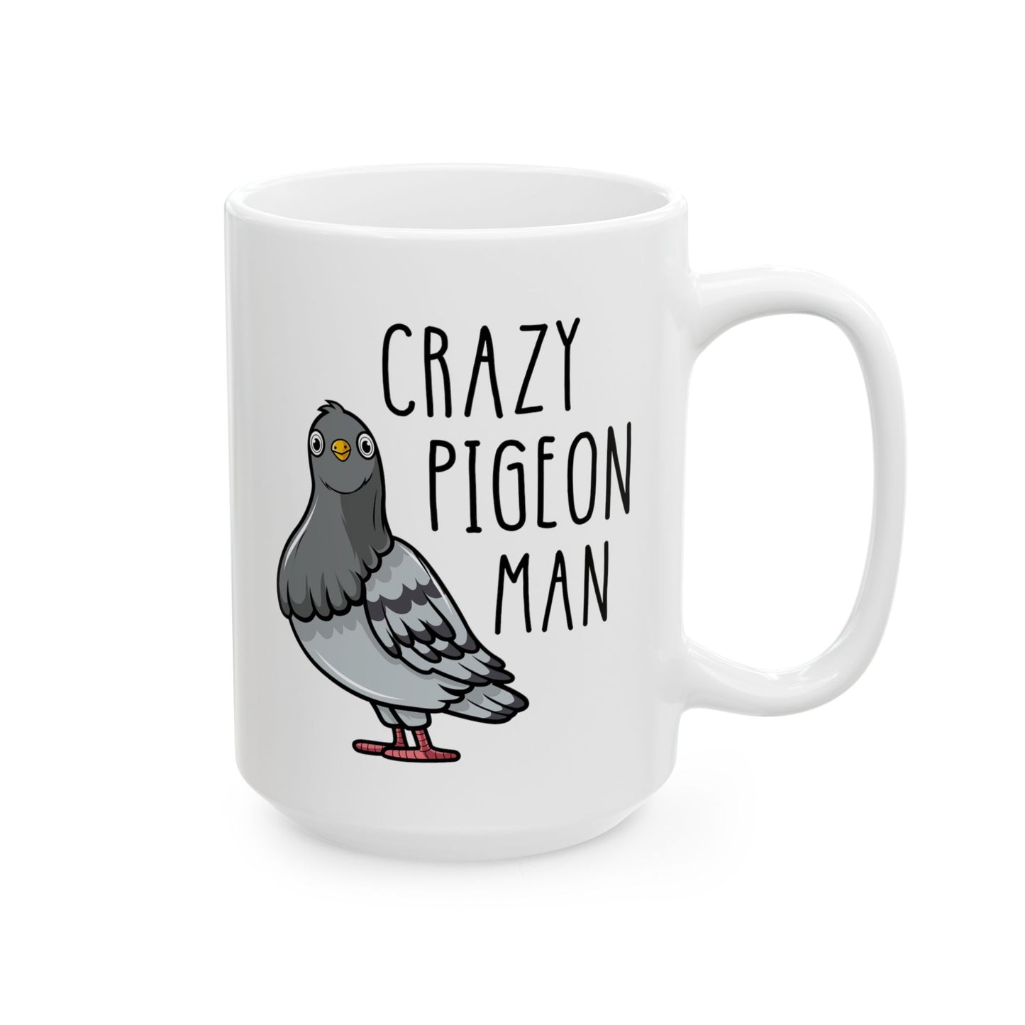 Crazy Pigeon Man 15oz white funny large coffee mug gift for father's day bird lover birthday christmas waveywares wavey wares wavywares wavy wares