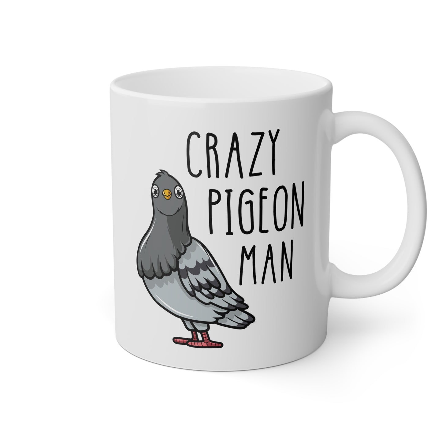 Crazy Pigeon Man 11oz white funny large coffee mug gift for father's day bird lover birthday christmas waveywares wavey wares wavywares wavy wares