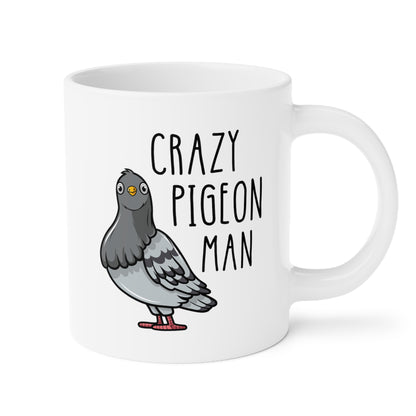 Crazy Pigeon Man 20oz white funny large coffee mug gift for father's day bird lover birthday christmas waveywares wavey wares wavywares wavy wares