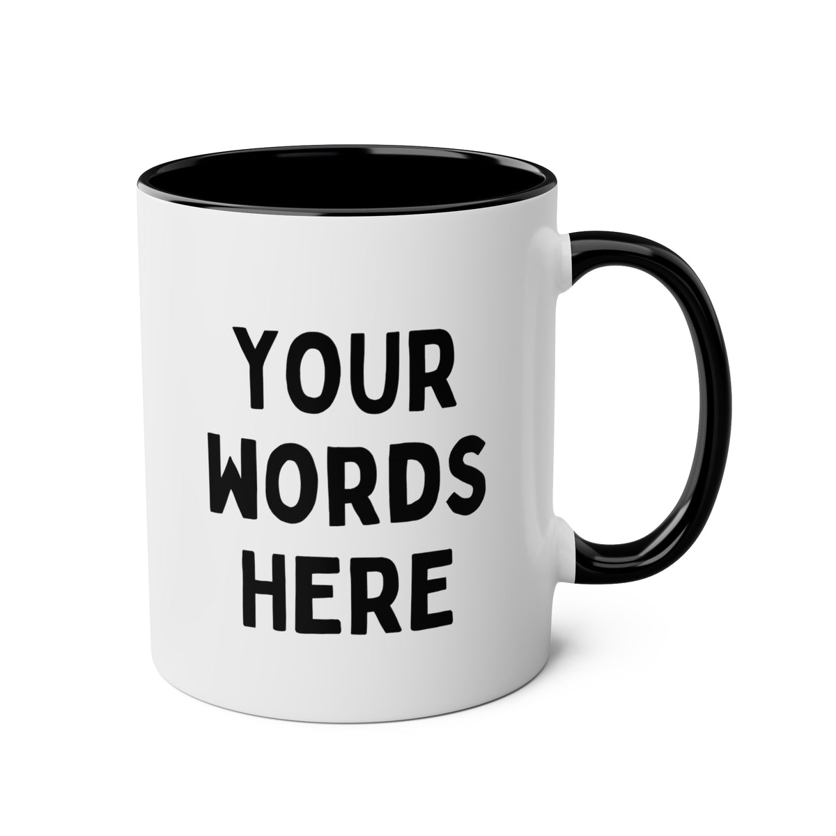 Custom Add Text 11oz white with black accent funny large coffee mug gift for friend family create your own personalize waveywares wavey wares wavywares wavy wares