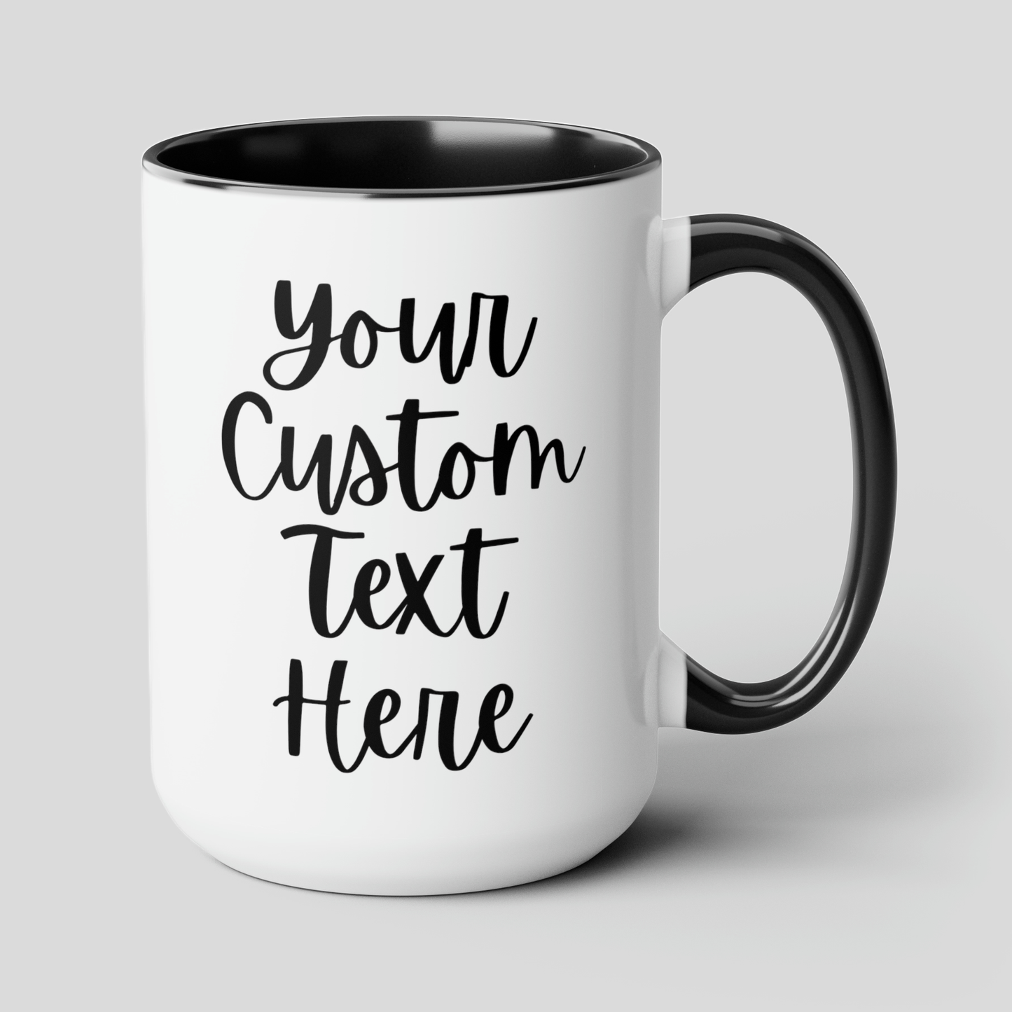 Customized Add Text 15oz white with black accent funny large coffee mug gift for friend family create your own custom personalize waveywares wavey wares wavywares wavy wares cover