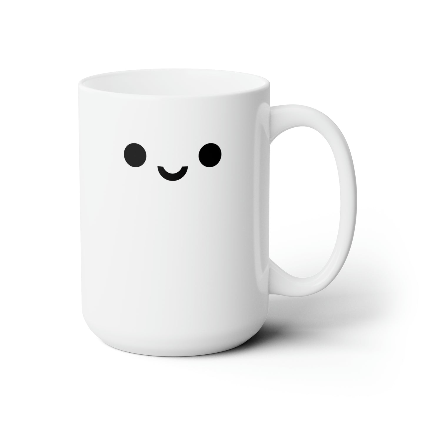 Cute Face 15oz white funny large coffee mug gift for mental health adorable friend smiling smiley kawaii face waveywares wavey wares wavywares wavy wares