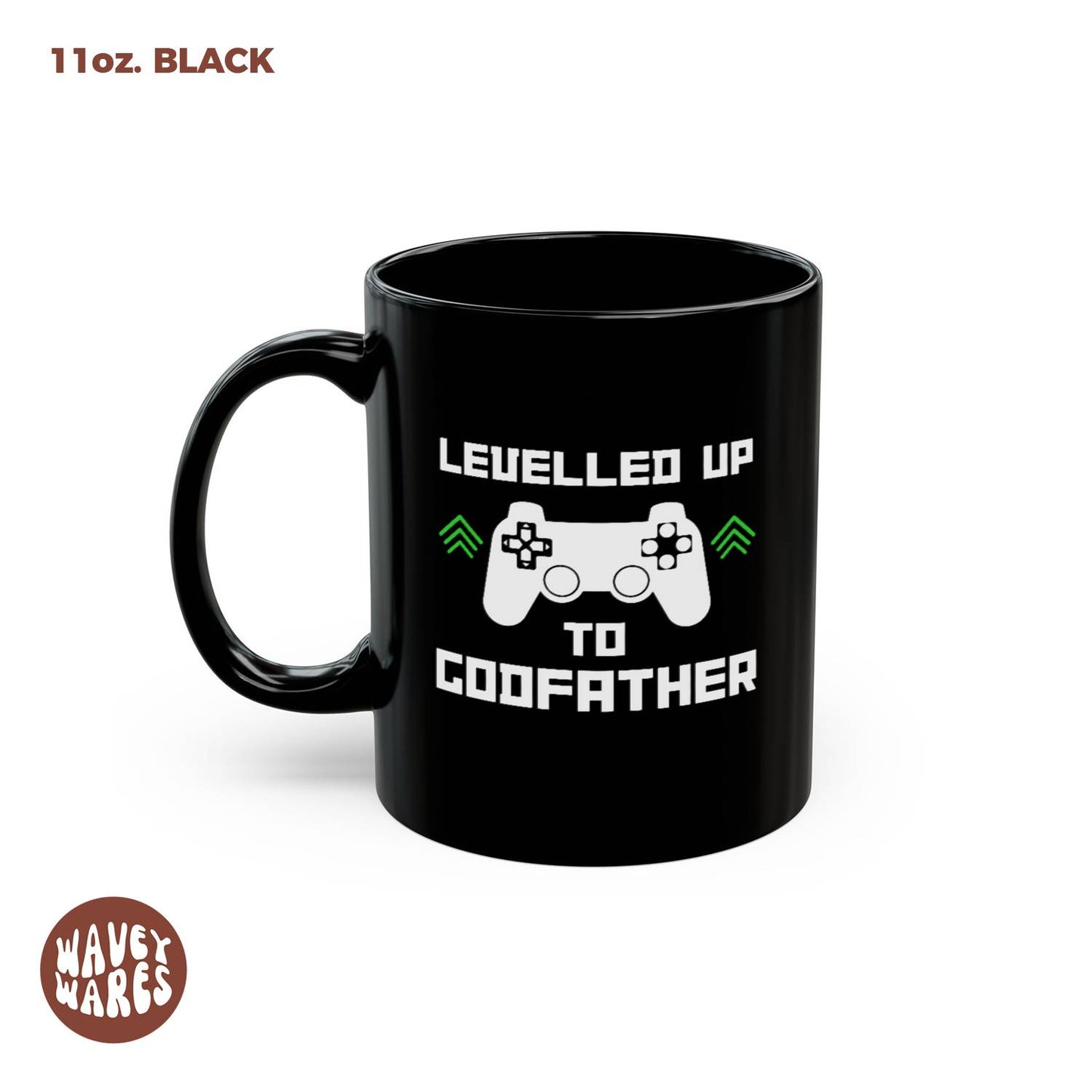 Levelled Up To Godfather Black Mug