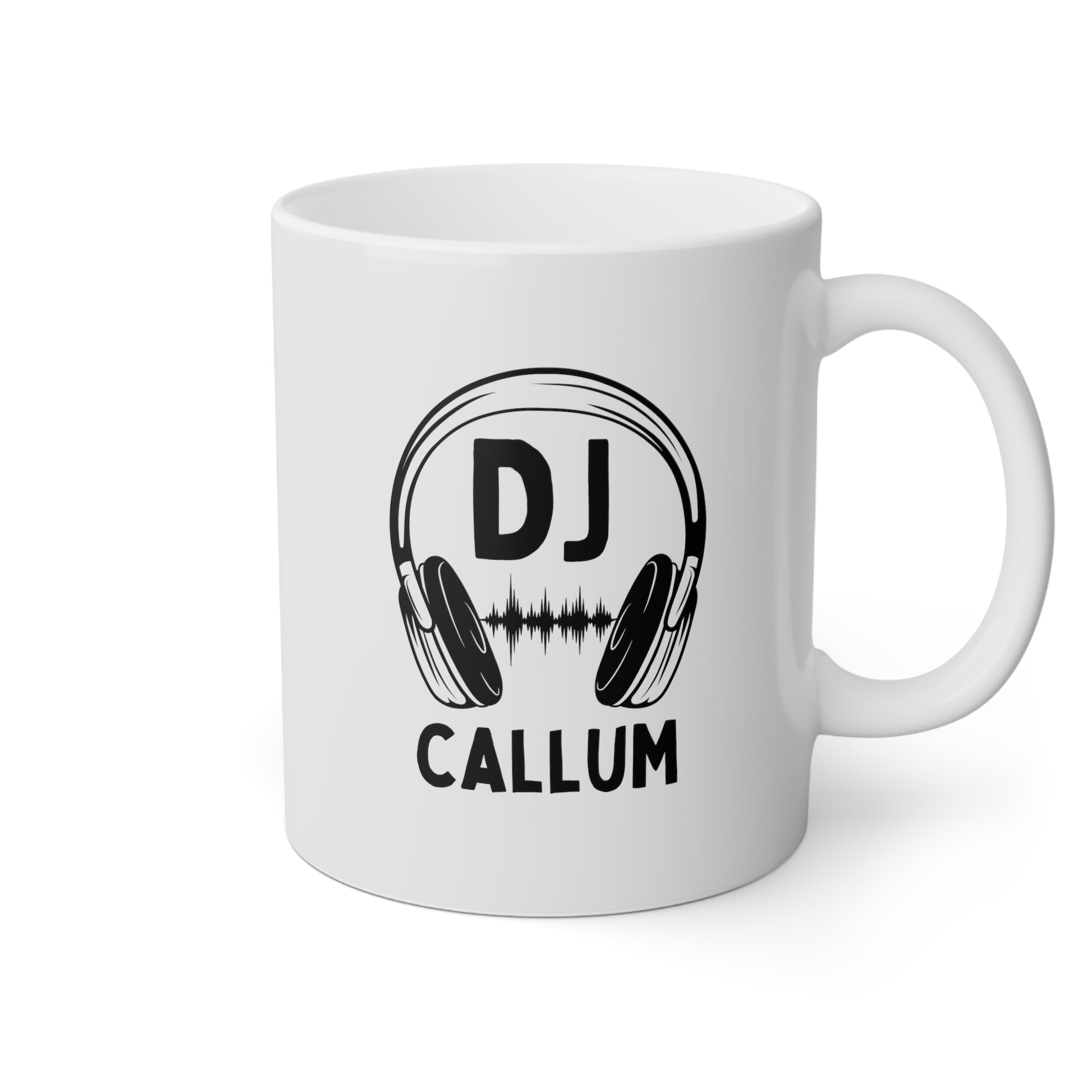DJ Name 11oz white funny large coffee mug gift for disc jockey music EDM custom customized personalized waveywares wavey wares wavywares wavy wares