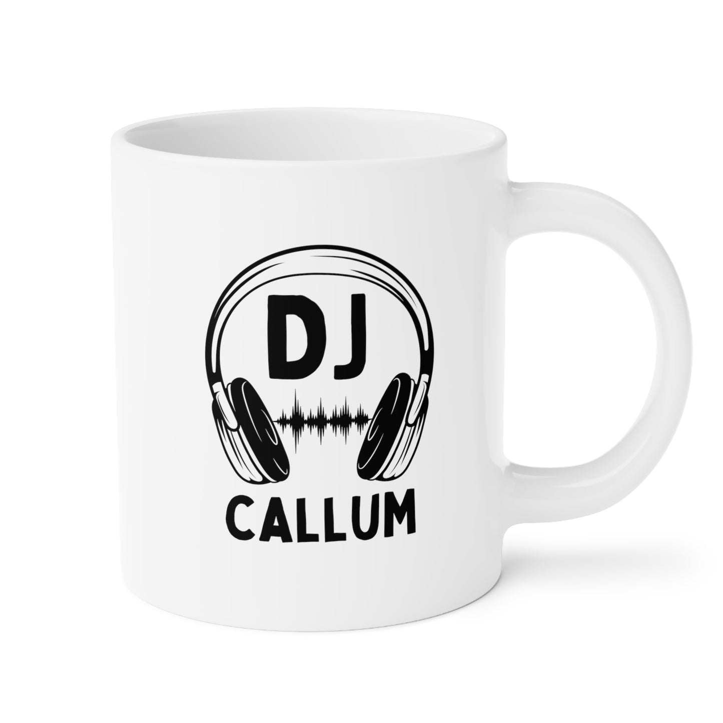 DJ Name 20oz white funny large coffee mug gift for disc jockey music EDM custom customized personalized waveywares wavey wares wavywares wavy wares