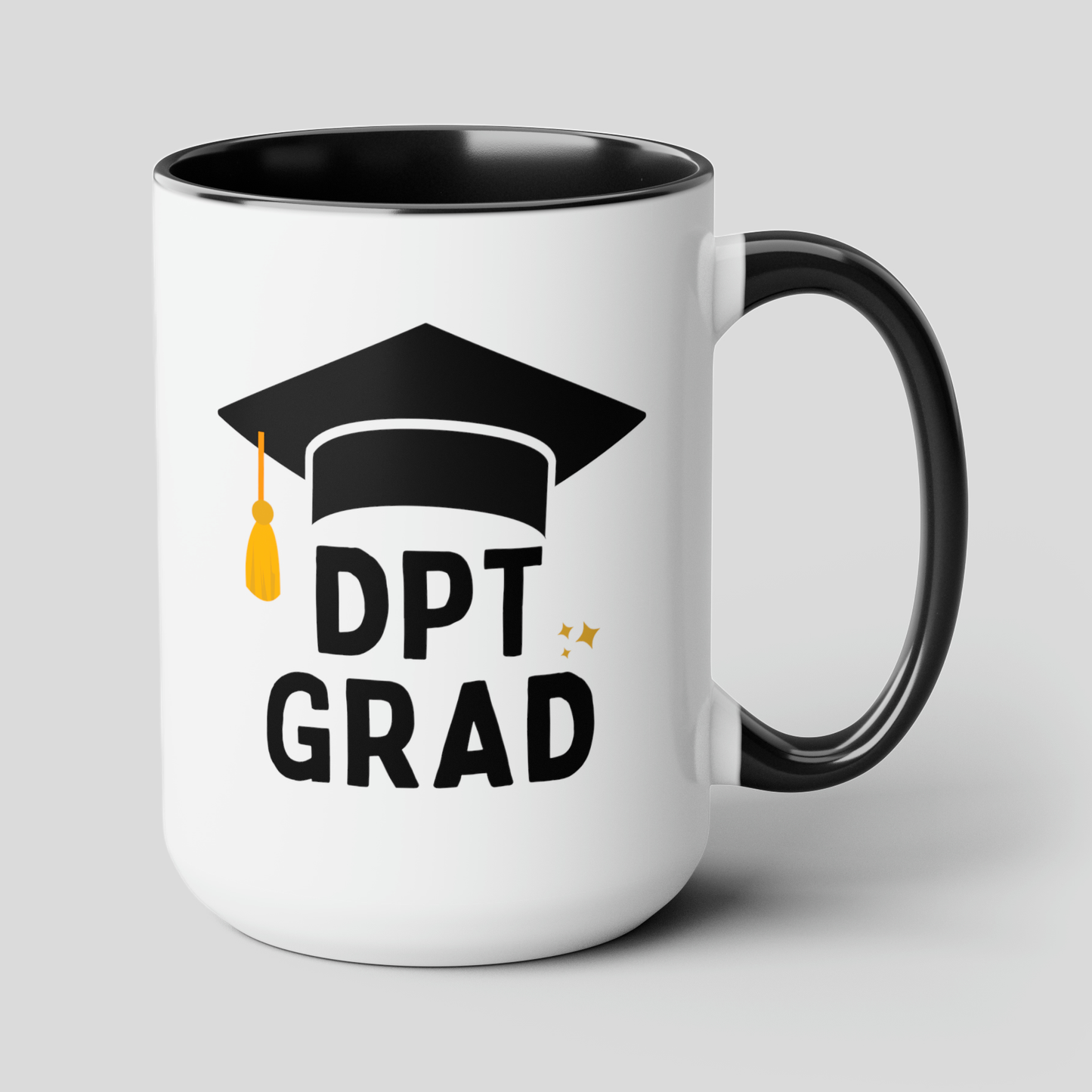 DPT Grad 15oz white with black accent funny large coffee mug gift for doctor of physical therapy therapist graduation unique present waveywares wavey wares wavywares wavy wares cover