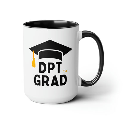 DPT Grad 15oz white with black accent funny large coffee mug gift for doctor of physical therapy therapist graduation unique present waveywares wavey wares wavywares wavy wares