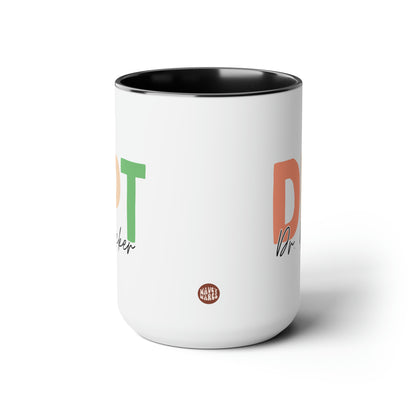DPT Name 15oz white with black accent funny large coffee mug gift for doctor of physical therapy custom graduation Dr medicine waveywares wavey wares wavywares wavy wares side