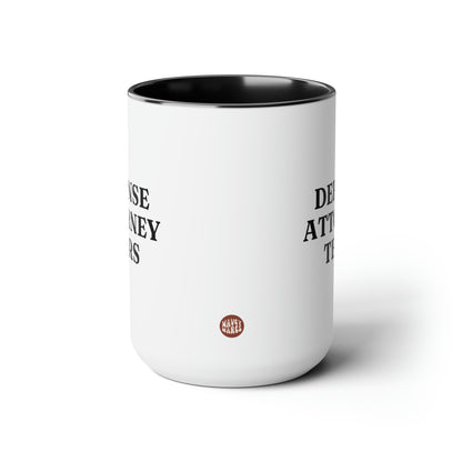 Defense Attorney Tears 15oz white with black accent funny large coffee mug gift for prosecutor lawyer attorney plaintiff cup waveywares wavey wares wavywares wavy wares side