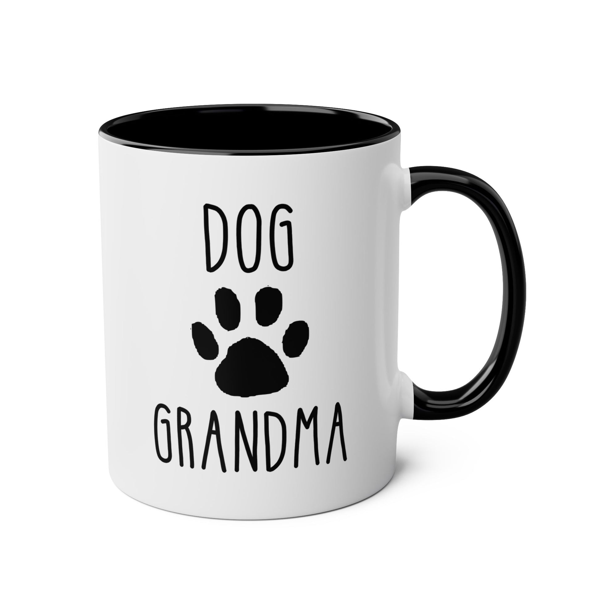 Dog Grandma 11oz white with black accent funny large coffee mug gift for k9 grandmother paw design waveywares wavey wares wavywares wavy wares