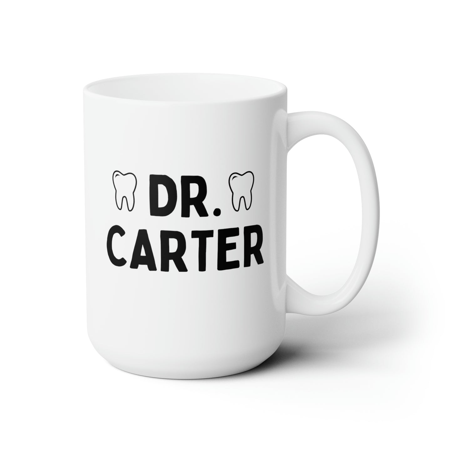 Dr 15oz white funny large coffee mug gift for dentist custom name doctor dental graduate dentistry personalize waveywares wavey wares wavywares wavy wares