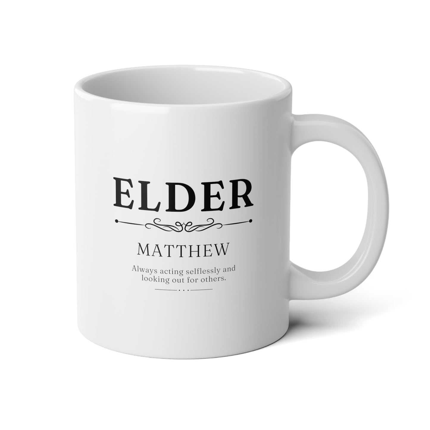 Elder Name 20oz white funny large coffee mug gift for JW elders custom name phrase personalize wavey wares wavywares wavy wares