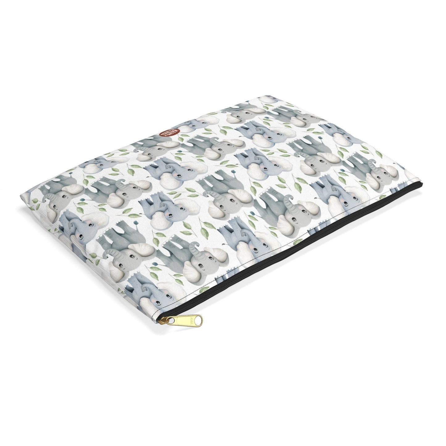 Cute Elephants Pattern Flat Lay white makeup zip bag gift for elephant largest land mammal animal lover aesthetic birthday secret santa Christmas cosmetic travel drugs storage case accessory pouch toiletry pencil waveywares wavey wares wavywares wavy wares