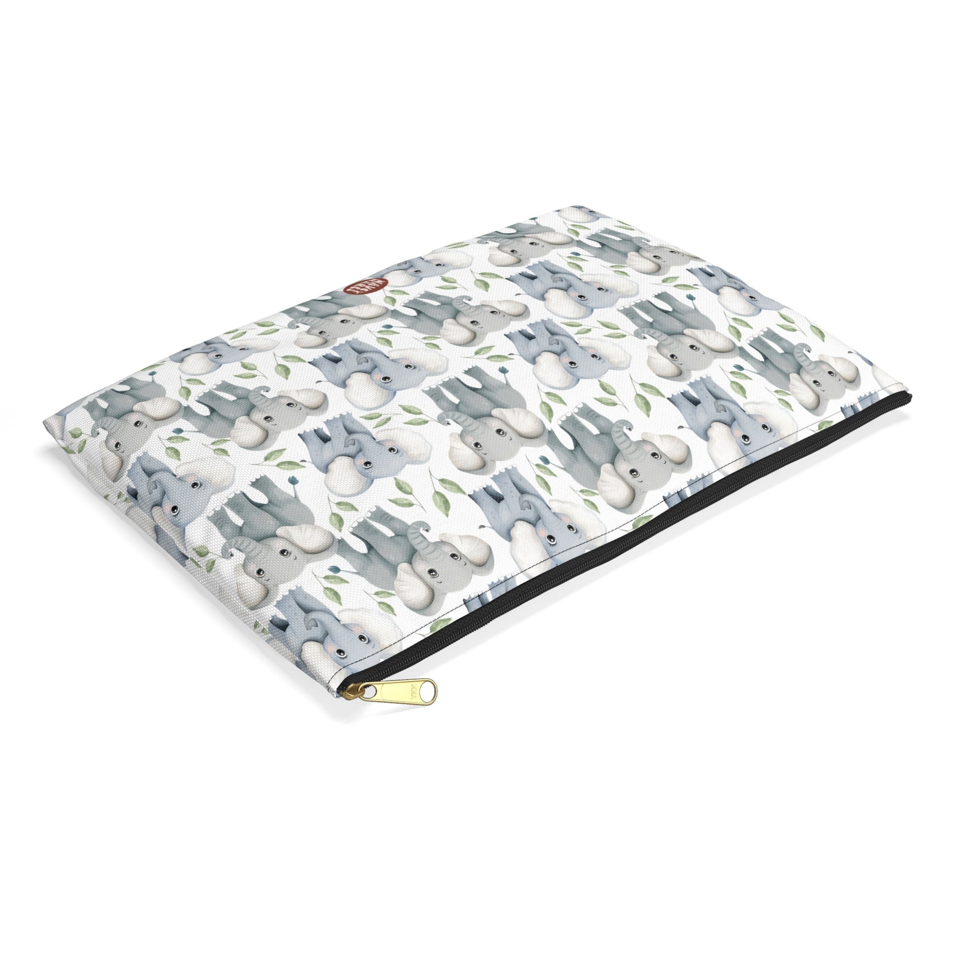 Cute Elephants Pattern Flat Lay white makeup zip bag gift for elephant largest land mammal animal lover aesthetic birthday secret santa Christmas cosmetic travel drugs storage case accessory pouch toiletry pencil waveywares wavey wares wavywares wavy wares