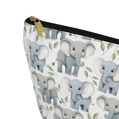 Cute Elephants Pattern Zipper white makeup zip bag gift for elephant largest land mammal animal lover aesthetic birthday secret santa Christmas cosmetic travel drugs storage case accessory pouch toiletry pencil waveywares wavey wares wavywares wavy wares