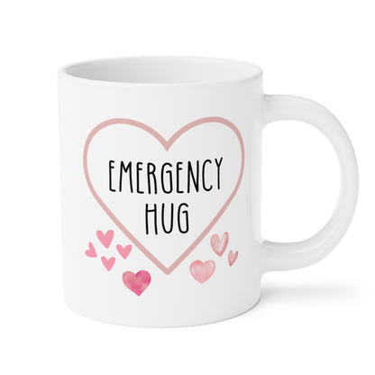 Emergency Hug 20oz white funny large coffee mug gift for mental health comforting uplifting encouraging anxiety pocket waveywares wavey wares wavywares wavy wares