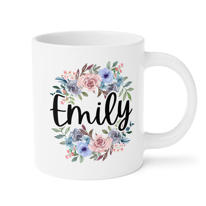 Flowers Name 20oz white funny large coffee mug gift for her floral bridesmaid christmas mothers day custom customized personalized waveywares wavey wares wavywares wavy wares