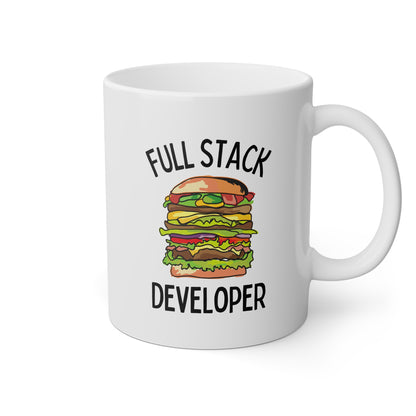 Full Stack Developer 11oz white funny large coffee mug gift for computer programmer programming coder web dev software engineer waveywares wavey wares wavywares wavy wares